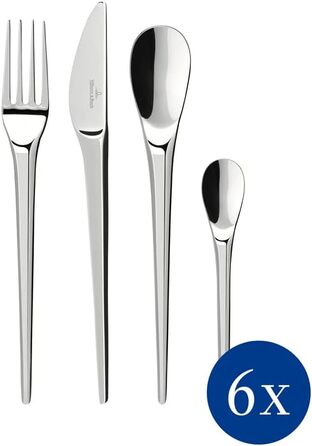 Набір столових приборів Villeroy & Boch NewMoon Platin 24 предмети, нержавіюча сталь, для 6 осіб, для посудомийної машини