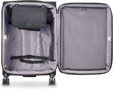 Велика м’яка валіза DELSEY PARIS Helium DLX 84 л, чорна, розсувна, 71×45×33 см