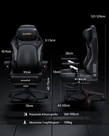 Ігрове крісло AutoFull M6 Pro 2.0 з функцією підігріву та охолодження, чорне