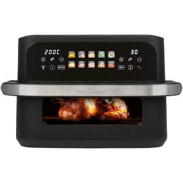 Аерофритюрниця ProfiCook PC FR 1313 H XXL з двома камерами, 10 л, 2400 Вт, сенсорний дисплей, 10 програм, чорна