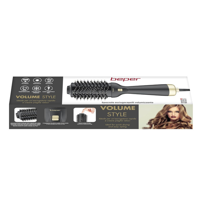 Фен-щітка Beper P301PIS100 1300 Вт, іонізація, 2 швидкості, для об'єму і швидкого сушіння та укладання волосся