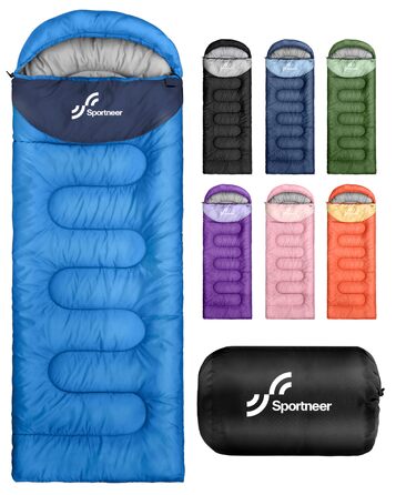 Спальний мішок Outdoor для дітей та дорослих, легкий та компактний (220x80 см, небесно-блакитний, температурний режим 10-26 °C)