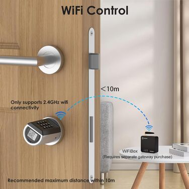 Розумний електронний дверний замок RUILON із кодовим набором, Bluetooth, RFID, Wi-Fi, сріблястий