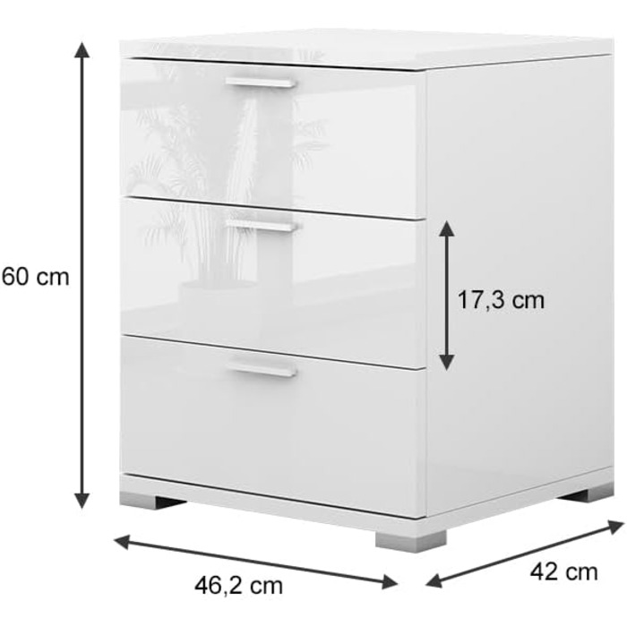 Тумба приліжкова Vicco Marseille, білий глянець, 46,2x60 см