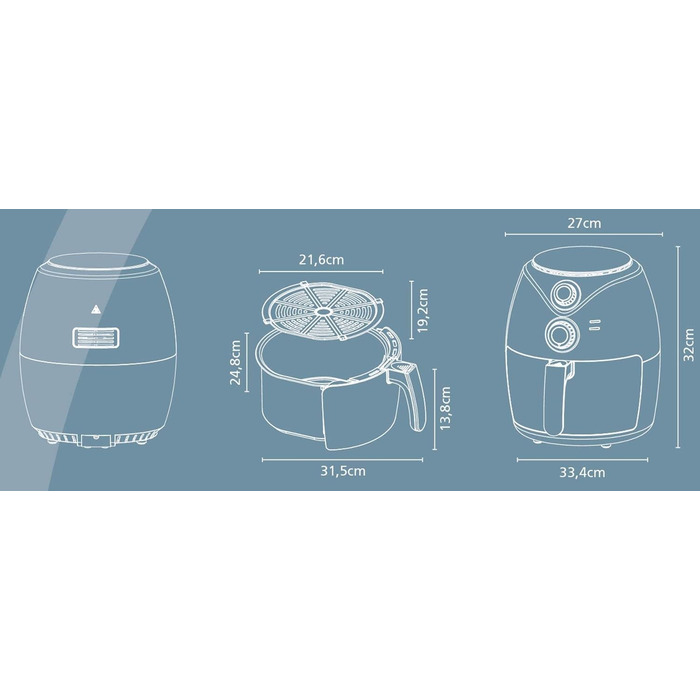 Аерофритюрниця Emerio SmartFryer, 3.6 л, без масла, швидкий нагрів, BPA Free, 1450 Вт, безпечний корпус