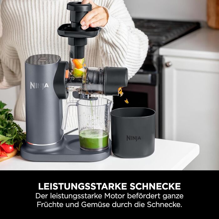 Шнекова соковижималка Ninja Cold Press для овочів та фруктів, сіра, модель JC151EU