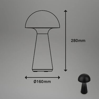 BRILONER LED настільна лампа бездротова з сенсорним керуванням, диміруванням, тепле біле світло, нічник, лампа для читання, акумуляторна, для кемпінгу та вулиці, 28x16 см, чорна