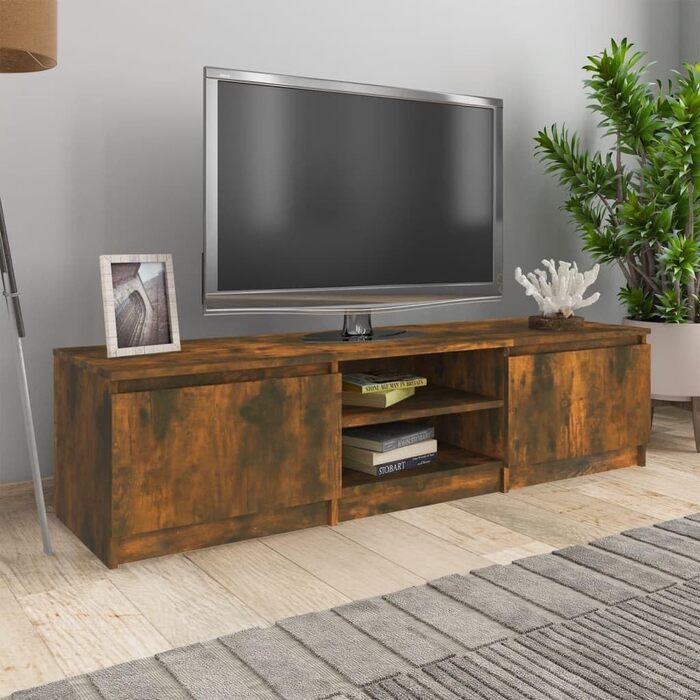 Тумба під телевізор vidaXL, 140x40x35,5 см, димчастий дуб, МДФ, сучасний ТВ стенд, меблі для вітальні