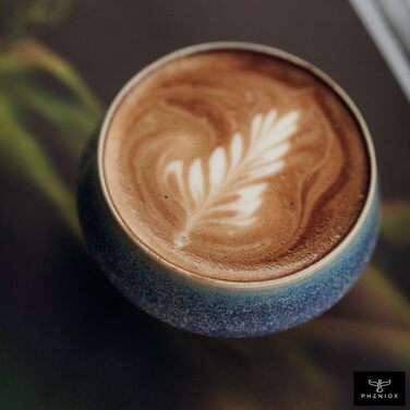 Набір чашок для капучино та лате-арт Pheniox Barista, порцелянові, 2 шт по 180 мл, темно-сині