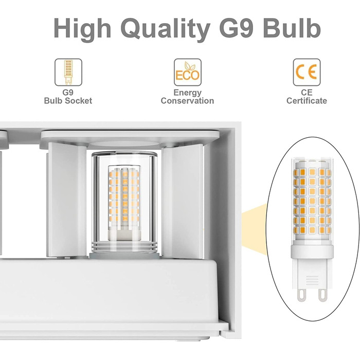 Стіна з зовнішнім підсвічуванням Klighten з LED лампою G9 (18W, 3000K), регульований кут променя, IP54, антрацит/білий