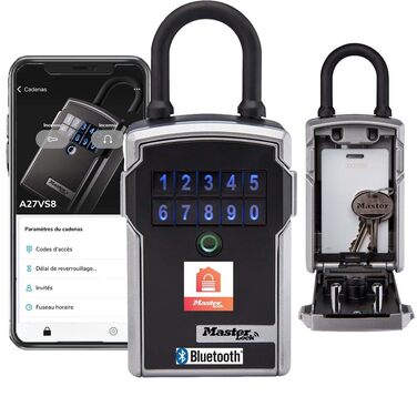 Розумний Bluetooth сейф-бокс для ключів Master Lock зі захистом військового стандарту, вуличний кодовий замок, 12.7 x 8.3 x 5.9 см