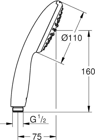 Душовий набір GROHE Vitalio 110: ручна лійка з шлангом 1,5м, економна (8 л/хв), універсальне підключення, хром, 26720001