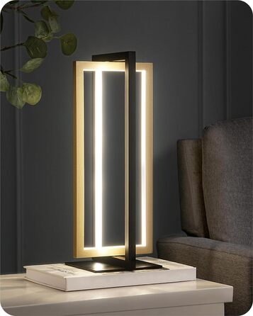 EDISHINE LED настільна лампа з дотиковим димером, сучасна чорна-золота металева лампа для спальні, вітальні, офісу, 3 режими кольору, 750 люмен, подарунок