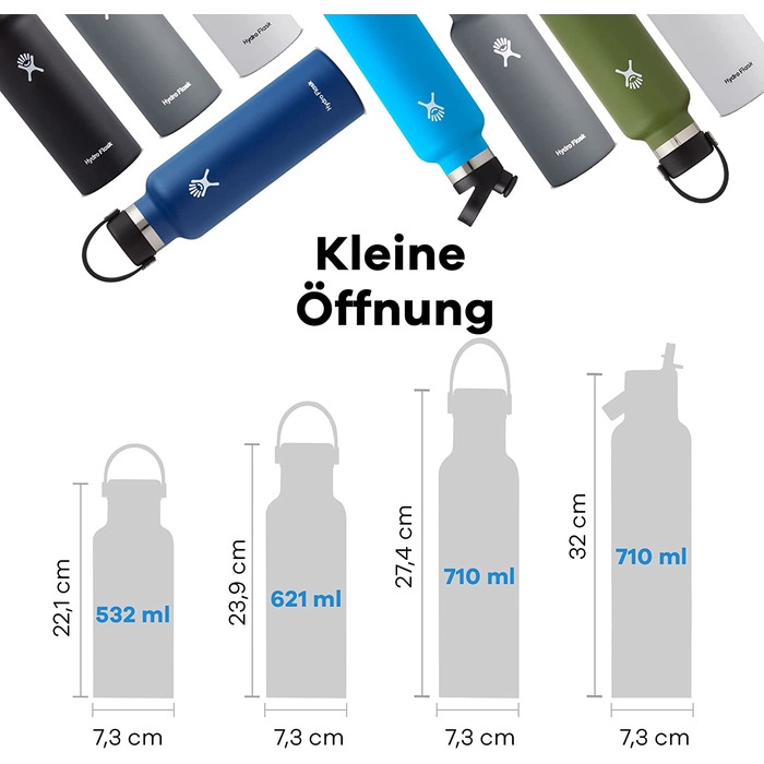 Термобутилка HYDRO FLASK 621 мл із нержавіючої сталі, ізольована спортивна пляшка з герметичною кришкою Flex, індиго, підходить для посудомийної машини, вузька горловина