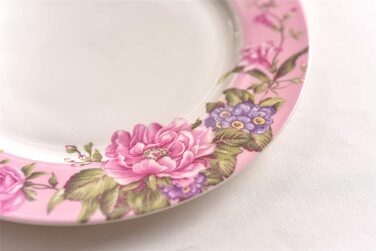 Чашка та блюдце з порцеляни Shabby Chic, 19,1 см, десертна тарілка, вінтаж, птах, метелик, квіти, подарункова коробка (рожевий)