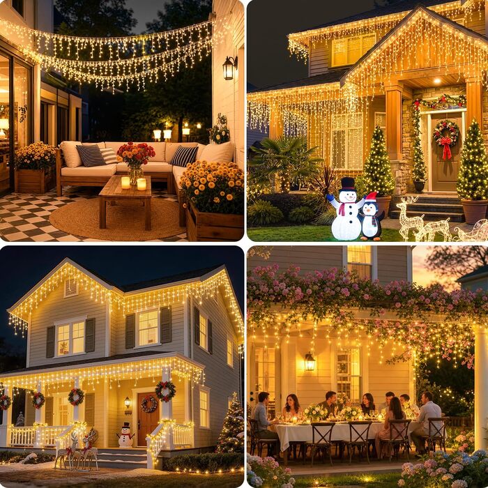 Світлодіодна гірлянда-завіса MAGGIFT 15м, 600 LED для вулиці та дому, різдвяна ілюмінація з пультом, таймером та 8 режимами, IP44 водонепроникна