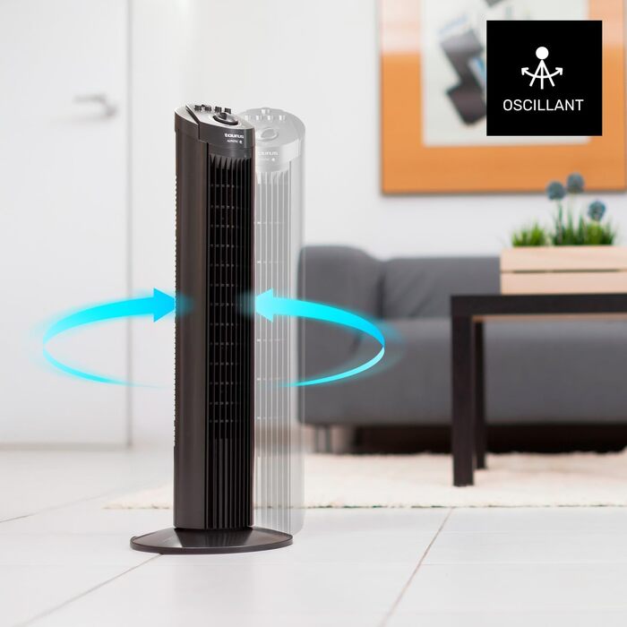 Вентилятор вежний Taurus Babel RCH 50W, 86 см, сірий: 4 режими, таймер, пульт, сенсорний екран