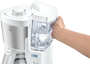 Кавоварка Melitta Look Timer з таймером, крапельна, 10 чашок, біла, скляна колба