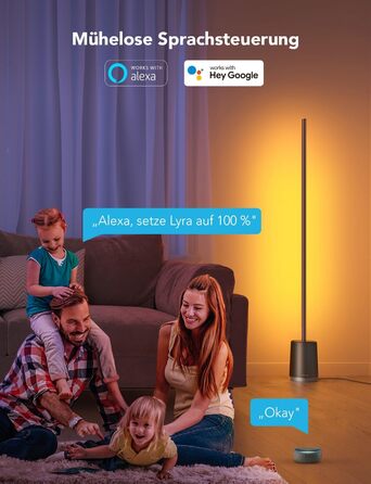 Розумна підлогова LED лампа Govee RGBIC з Wi-Fi, диміруванням, керуванням через Alexa/Google, синхронізацією з музикою, 64 режимами для вітальні та спальні