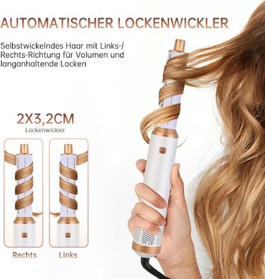 Airstyler 5 в 1 1000W з насадками для укладки, випрямлення та завивки волосся - білий