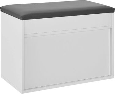 Лавка для взуття Juskys з відкидною кришкою, м'яким сидінням 60x30x44 см, вузька дерев'яна полиця для взуття з бетонною обробкою
