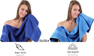 Комплект рушників Betz Premium 10 шт., 100% бавовна, королівський та світло-блакитний, 2 банних, 4 для рук, 2 гостьових, 2 рукавиці для вмивання