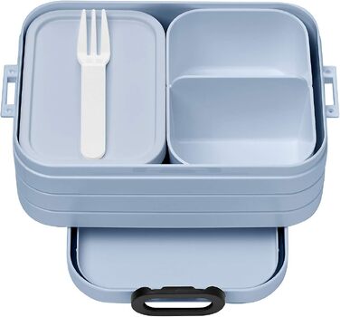 Ланчбокс Mepal Lunch to go Set з контейнером Lunchpot, великий бенто-бокс з відділеннями для дорослих, Old Nordic Blue, Medium
