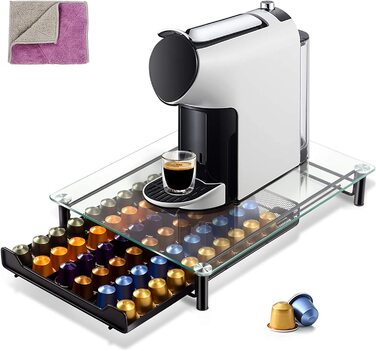 MASTERTOP підставка для кавових капсул, 2-рівнева органайзер на 72 капсули Dolce Gusto, тримач-стійка з нековзною поверхнею, чорна шухляда для зберігання капсул