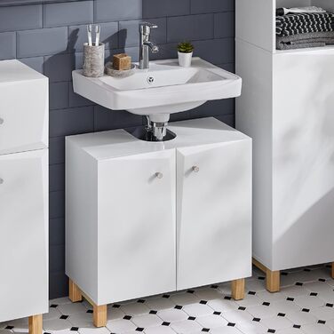 SoBuy BZR92-W Тумба під умивальник для ванної кімнати, біла, 60x60x30 см