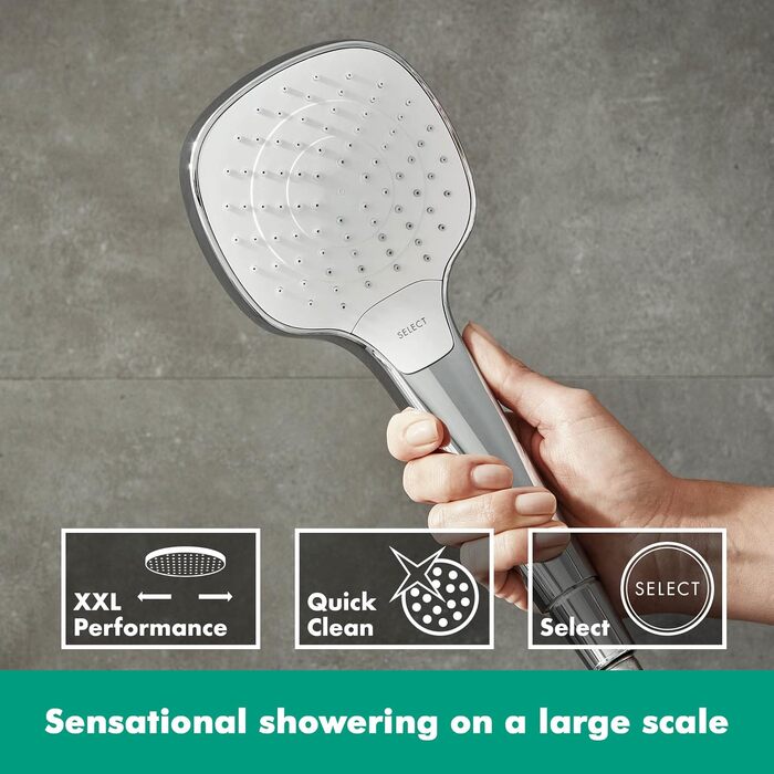 Душова лійка Hansgrohe Croma Select E з 3 режимами розпилення, антивапнястою функцією, хром/білий, 110x110 мм, 26812400