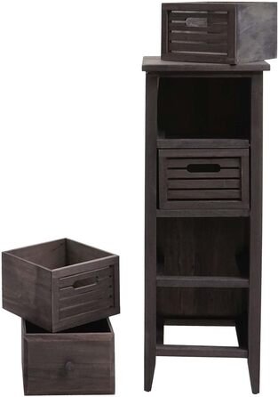 Комод Mendler T18 з 4 шухлядами, 74x30x25 см, вінтажний шафка у стилі шеббі-шик, сірий/коричневий