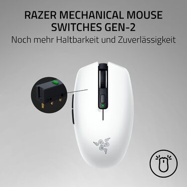 Ігрова бездротова миша Razer Orochi V2 HyperSpeed та Bluetooth, оптичний сенсор 18K DPI, 60 г, біла