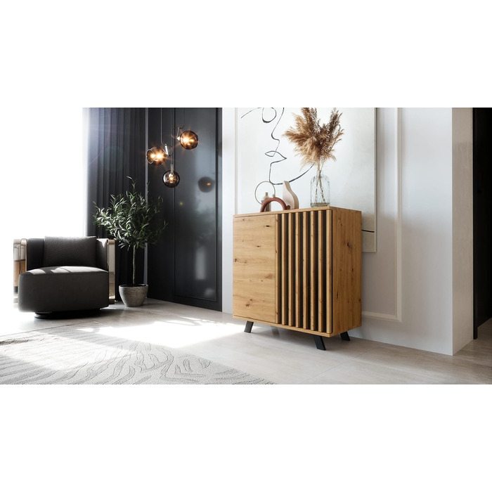 Комод Newroom Barea.Two з дикого дуба та антрациту, 80x85x40 см, сучасний вінтаж, для вітальні, спальні, коридору, їдальні