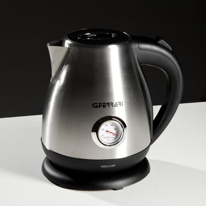 Електрочайник G3 Ferrari G10096, 1,7 л, сталь, 2200 Вт, бездротовий, з віконцем, сірий