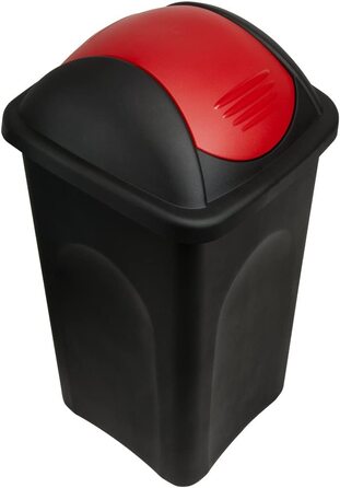 Смітник Stefanplast з маятниковою кришкою, 60 л, чорний/червоний