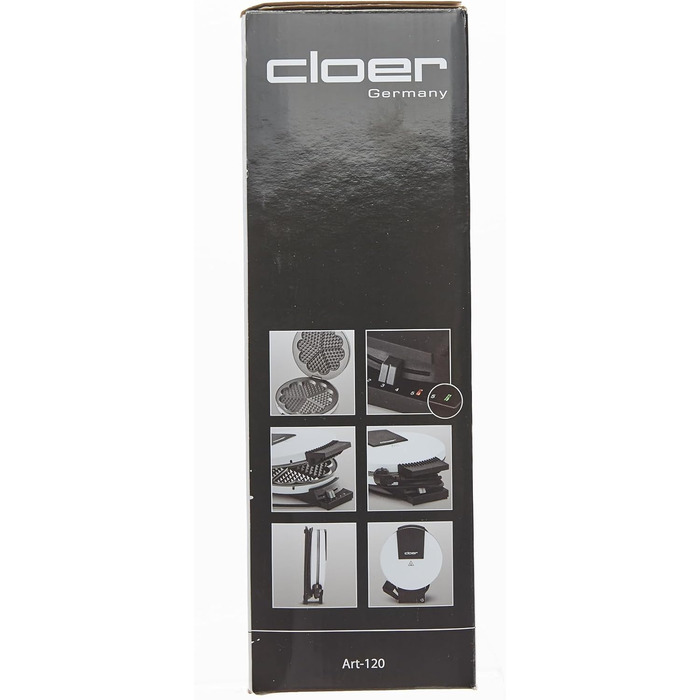 Вафельниця Cloer 1200 Вт для класичних вафель XXL, діаметр 19,5 см, сталева, біла, без сигналу