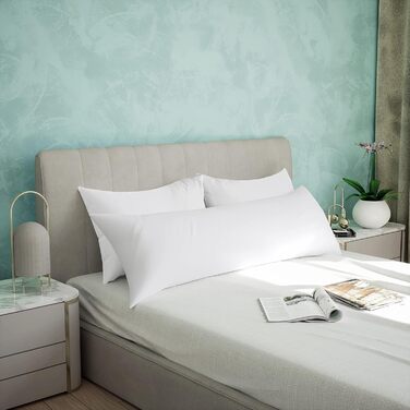 Подушка для вагітних та сну Utopia Bedding 40x145 см, м'яка подушка-обіймашка з наповнювачем з порожнистого волокна для підтримки тіла та сну на боці, біла