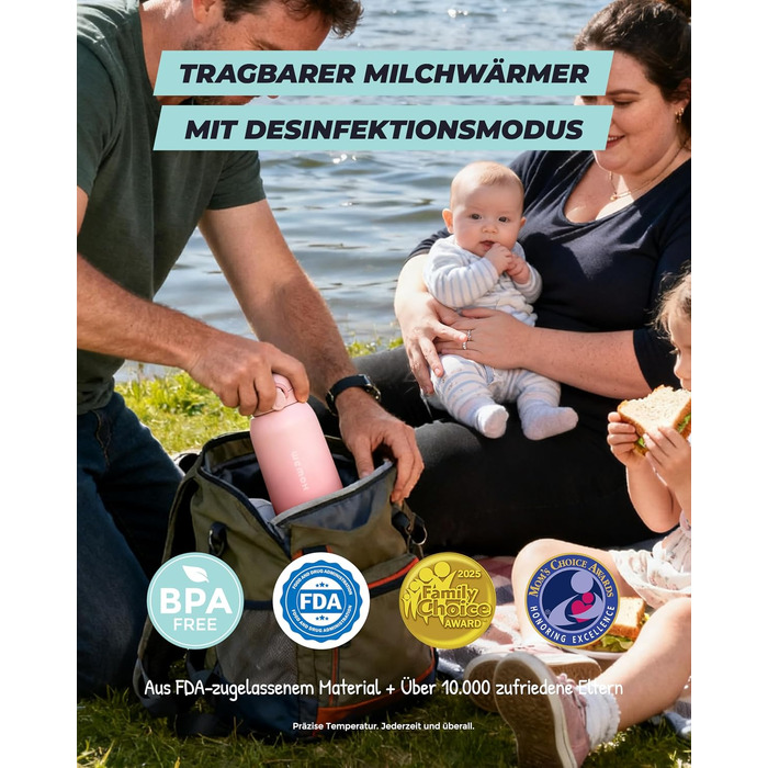 Портативний підігрівач пляшечок для годування немовлят з функцією самоочищення, 100 Вт, швидкий підігрів грудного молока, ємність 450 мл, акумуляторний, колір лавандовий