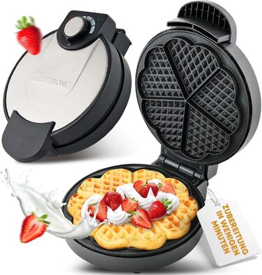 Вафельниця Clatronic WA 3492, антипригарне покриття, форма серце, регулювання ступеня пропікання, 1000 Вт