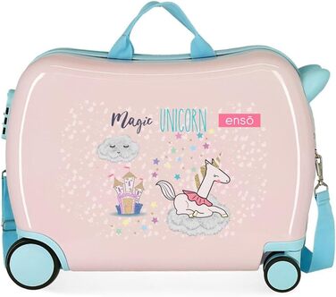 Дитяча валіза Enso Magic Unicorn, рожева, 50x38x20 см, жорсткий корпус, ABS, кодовий замок, 34 л, 1,8 кг, 4 колеса, ручна поклажа