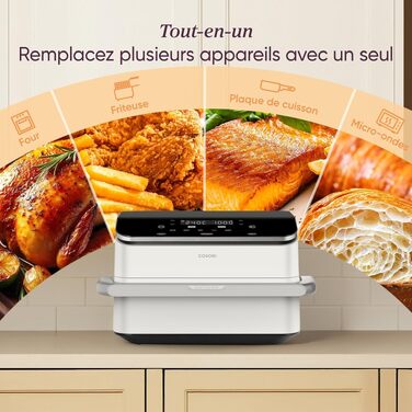 Аерофритюрниця з двома чашами COSORI Dual Blaze TwinFry 10 л, керамічне антипригарне покриття, 4 нагрівальні елементи, до 240°C, колір кремовий білий