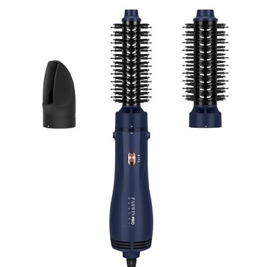 PARWIN PRO BEAUTY 3-в-1 Фен-щітка для волосся, стайлер, випрямляч, об'єм, локони, кераміка, іонна технологія, 1100 Вт, синій