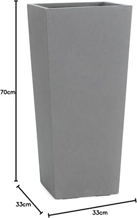 Планцверк® Горщик для рослин з фібергласу конічної форми, 70x33x33 см, стійкий до погодних умов, преміум-якість, покриття Lotus-Effekt, сірий