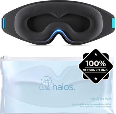 myhalos Маска для сну 3D, чорна, повне затемнення, для жінок і чоловіків, з футляром, анатомічна, без тиску на очі