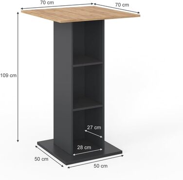 Стіл журнальний Vicco Rodeo, антрацит/золота дубова, 70x70 см