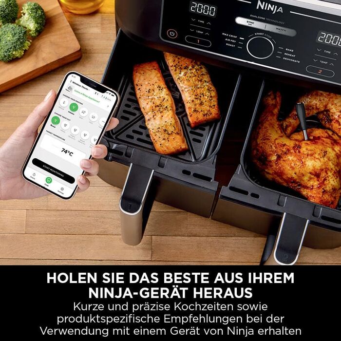 Бездротовий термометр Ninja ProChef для приготування їжі, гриля та Air Fry, Bluetooth, 50м, водонепроникний, WP100EU