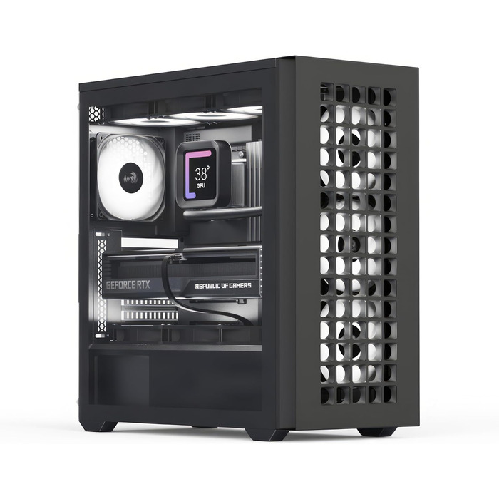 Ігровий корпус AeroCool D502A Mid-Tower, чорний, 4 RGB вентилятори, скляна бічна панель, сітчаста передня панель, підтримка ATX/Micro-ATX/Mini-ITX