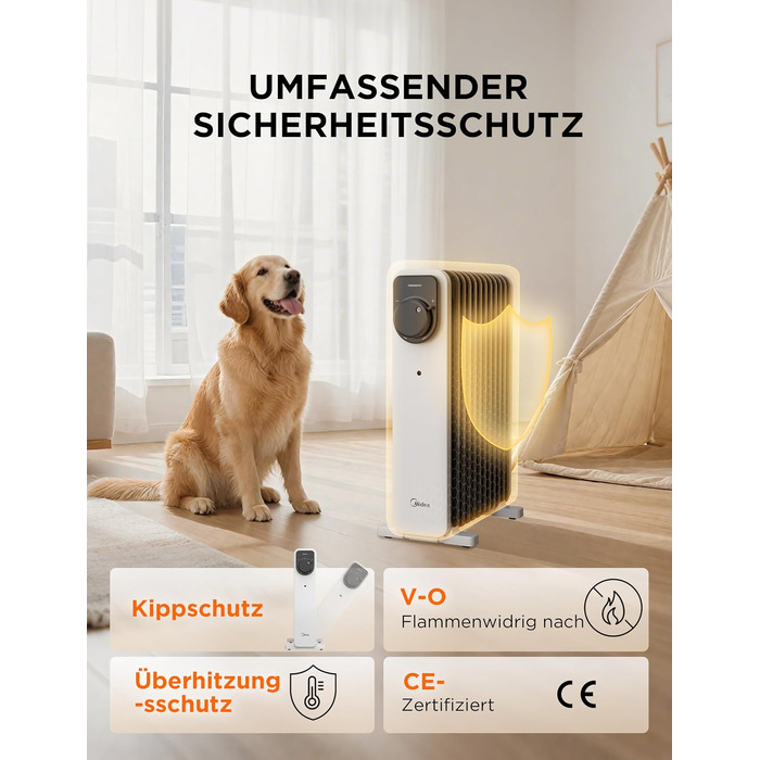 Масляний радіатор Midea NY2311-24UR, 2300 Вт, 11 секцій, з пультом ДК та LED-дисплеєм, чорний