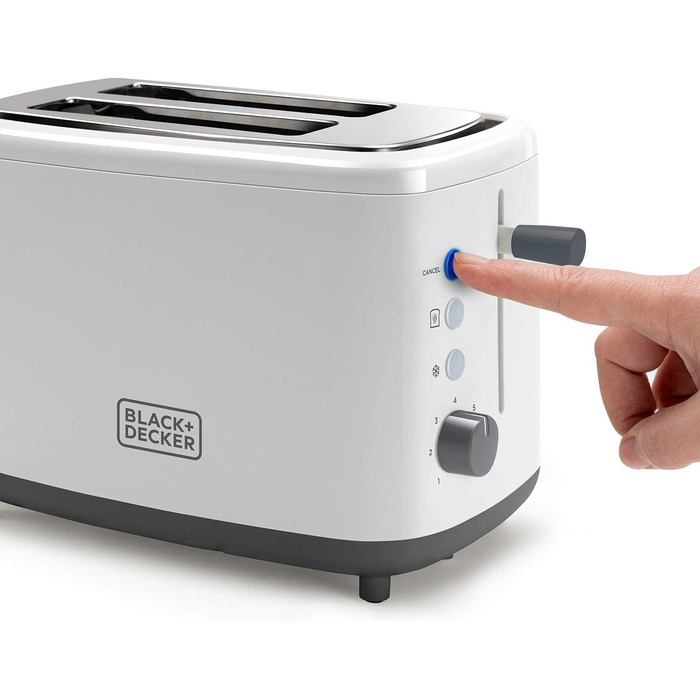 Тостер Black+Decker BXTO820E 820 Вт, 2 широкі екстрадовгі відсіки, 7 режимів, автоматичне центрування, білий пластик