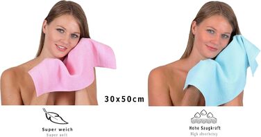 Комплект гостьових рушників Betz Palermo 12 шт, 100% бавовна, 30x50 см, рожеві та бірюзові